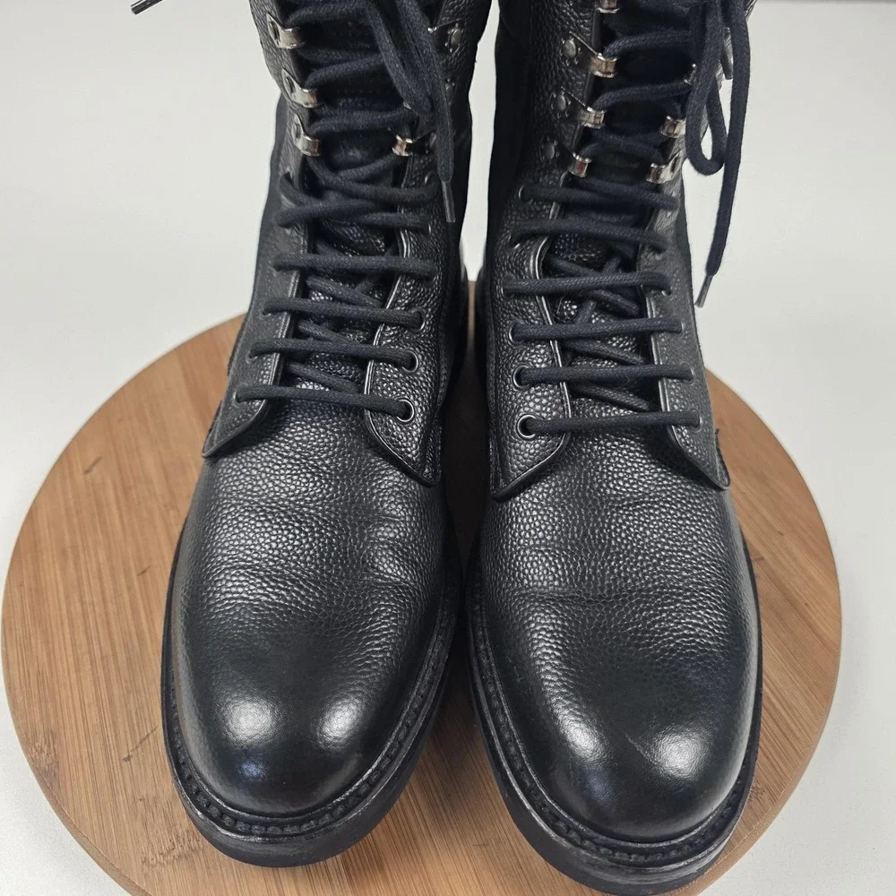 Rag & Bone Boots Mens Size 10 Black Leather Combat Lace Up Ankle Handmade Italy